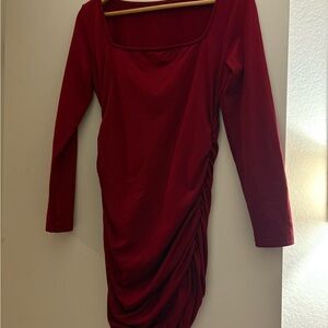 Elegant Red Long Sleeve Dress
